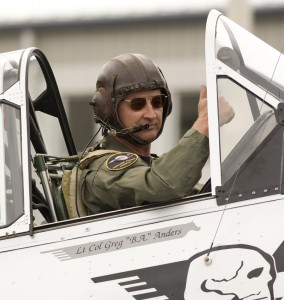 Executive Director Greg Anders in the cockpit of a T-6 Texan