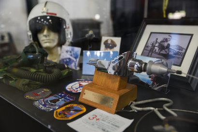 A display of military artifacts from local veteran James 