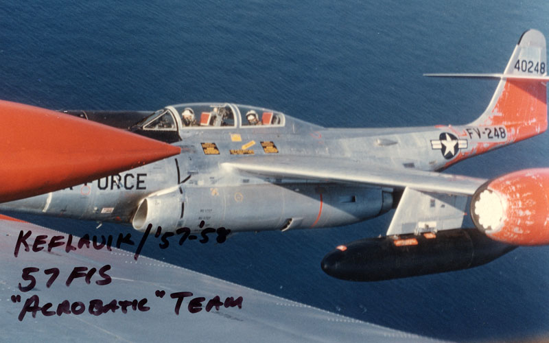 In-flight photo of an F-89 Scorpion of the 57th Fighter Interceptor Squadron
