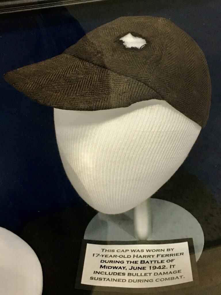 Hat worn at the Battle of Midway donated by Susan Harmon