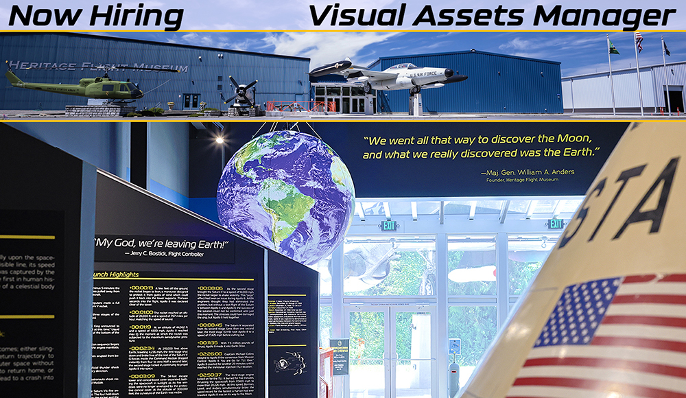 Exterior and lobby of Heritage Flight Museum, Now hiring Visual Assets Manager